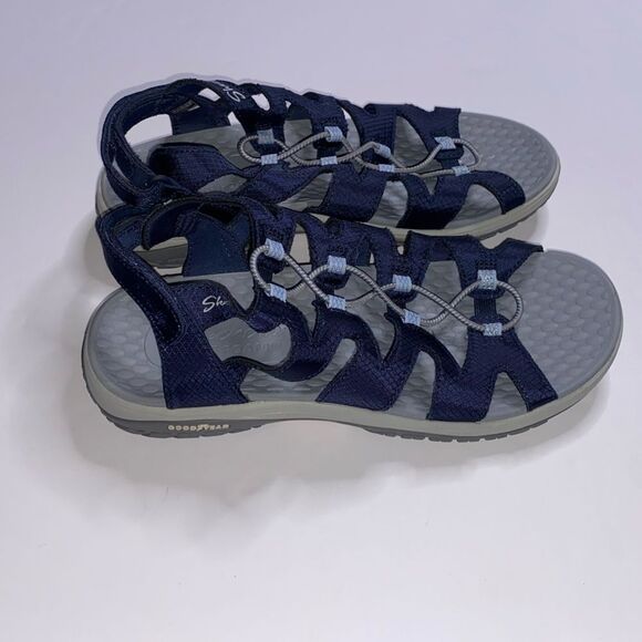 Skechers Luxe Women’s Navy Foam Sandals 11 Length - Picture 3 of 14